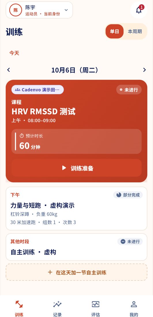 运动员端今天的训练